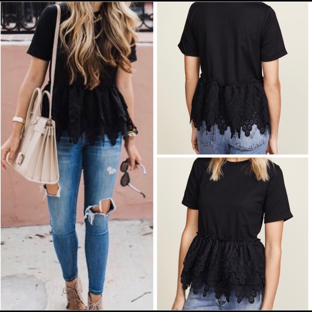 Lace black flair top